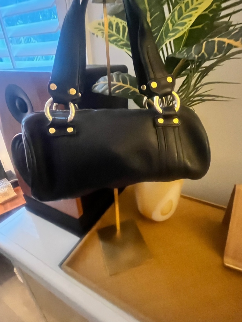 MCM Black Leather Shoulder Bag with Gold Hardware - Picture 2 of 16